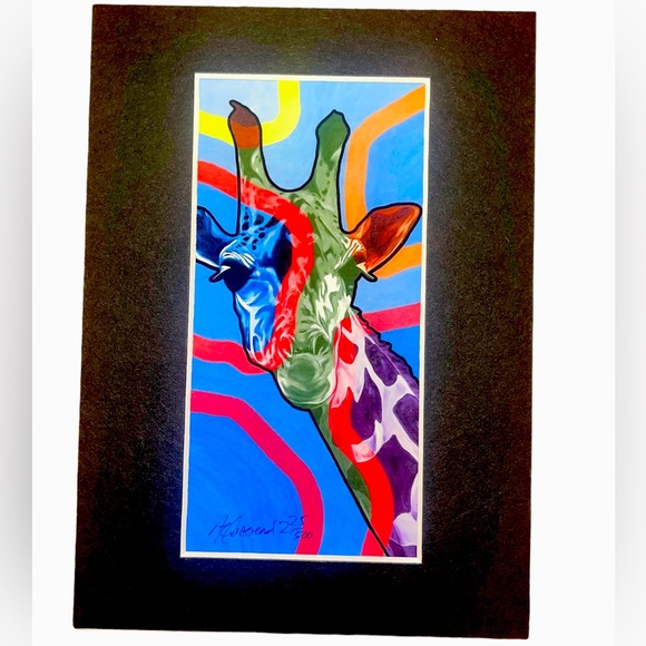 Limited Edition Giraffe Print 5” x 7” 225/500 Zoo Issue Matted Print - Picture 11 of 13